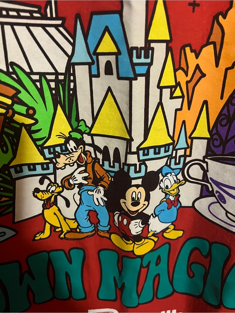 DISNEY Classic "Make your Own Magic" Graphic T Shirt Red White Women's Size XL - Picture 2 of 5
